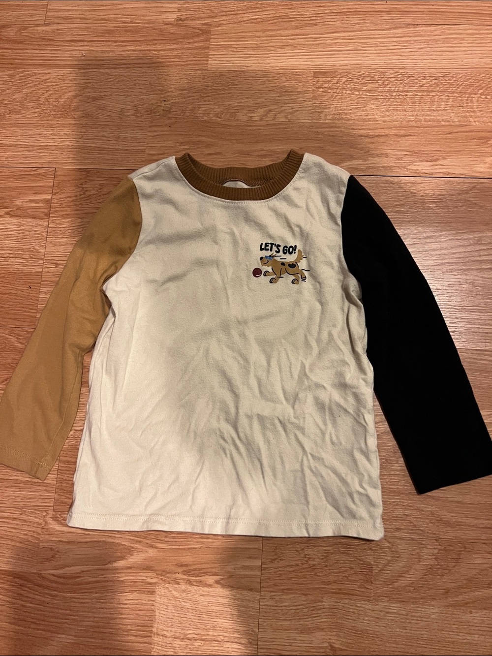 Garanimals Cream, Mustard & Black 'Let's Go' Dog Graphic Long Sleeve Tee